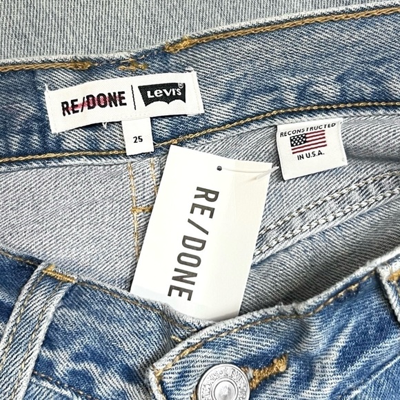 NWT RE/DONE LEVIS High Rise Distressed Vintage Rigid Denim Straight Leg Jeans 26 - Picture 4 of 6